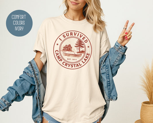 I Survived Camp Crystal Lake Comfort Colors Shirt T-Shirt  CreativeSpecialTs