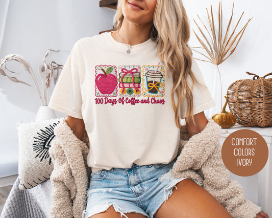 100 Days Of Coffee & Chaos Comfort Colors Shirt
