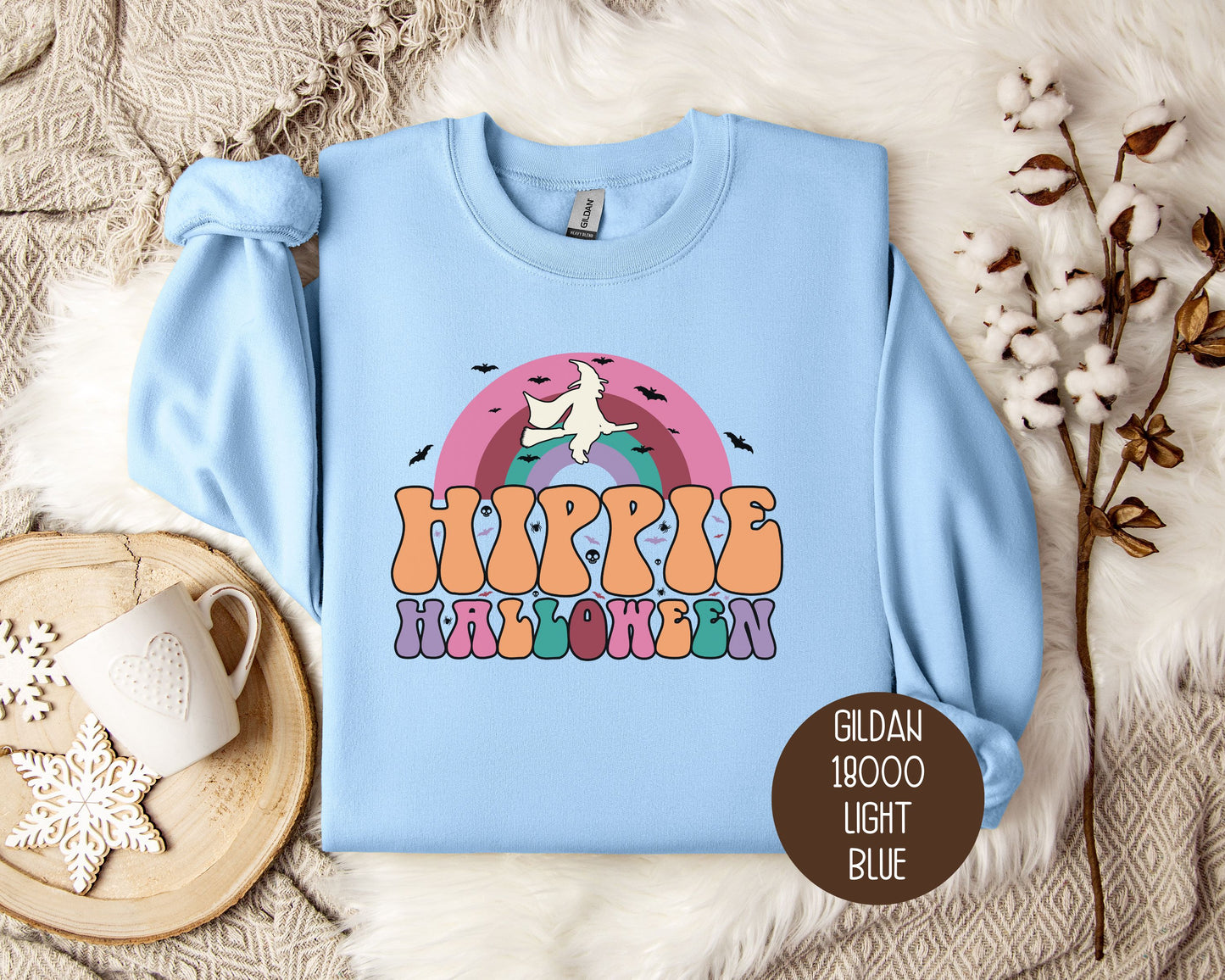 Hippie Halloween Retro Witch Rainbow Sweatshirt