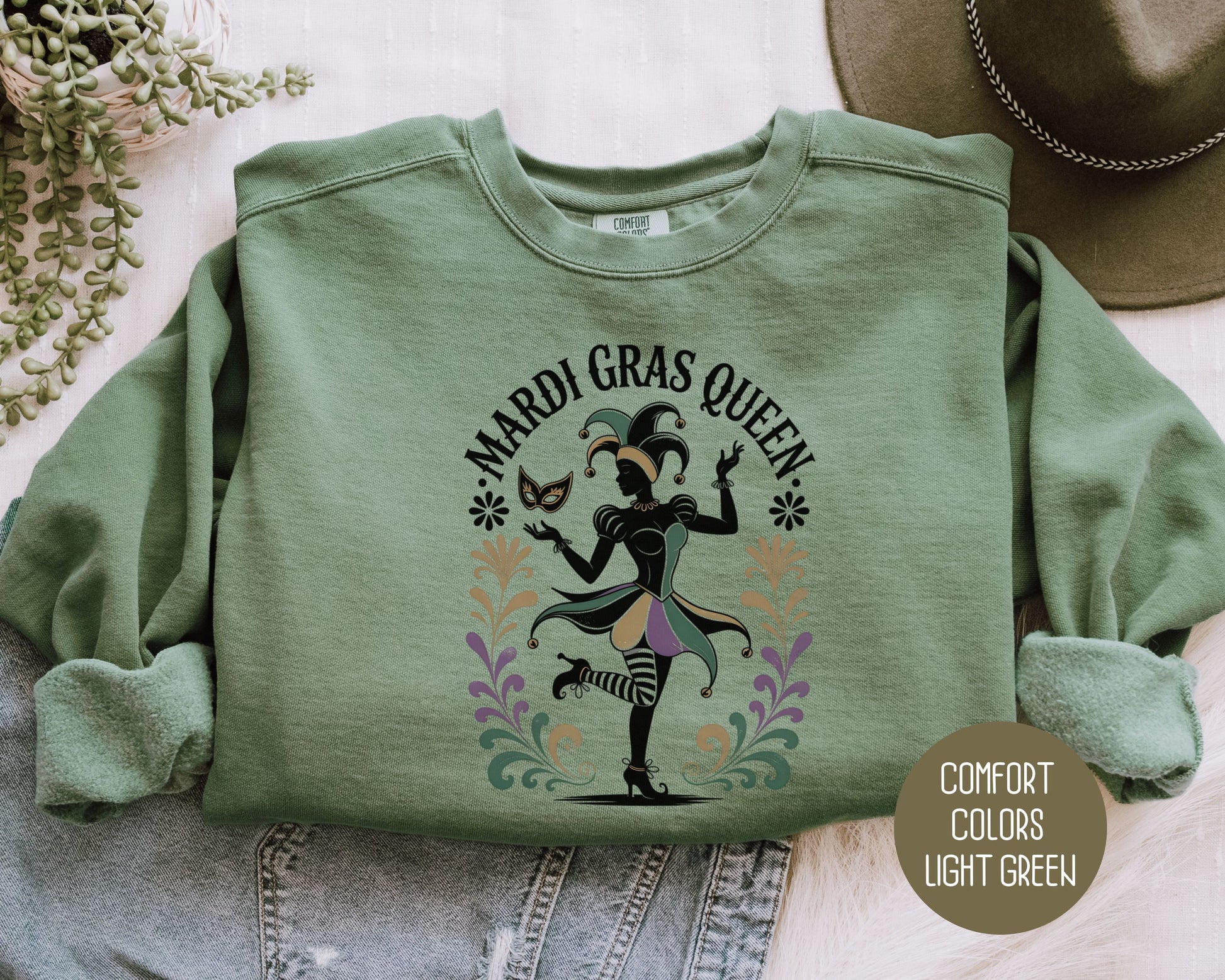 Mardi Gras Queen Comfort Colors Sweatshirt Sweatshirt CreativeSpecialTs