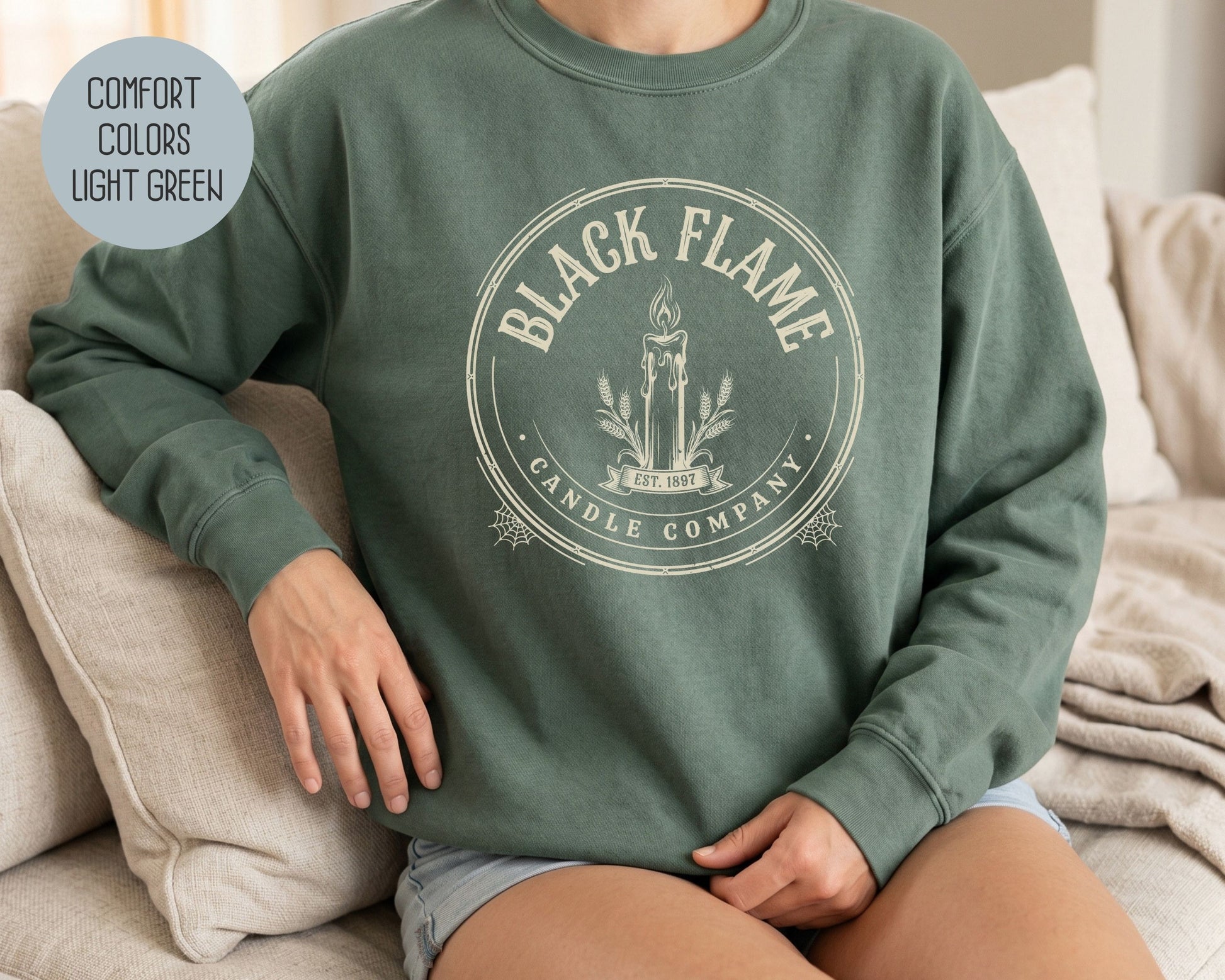 Black Flame Candle Company Comfort Colors Sweatshirt Sweatshirt  CreativeSpecialTs