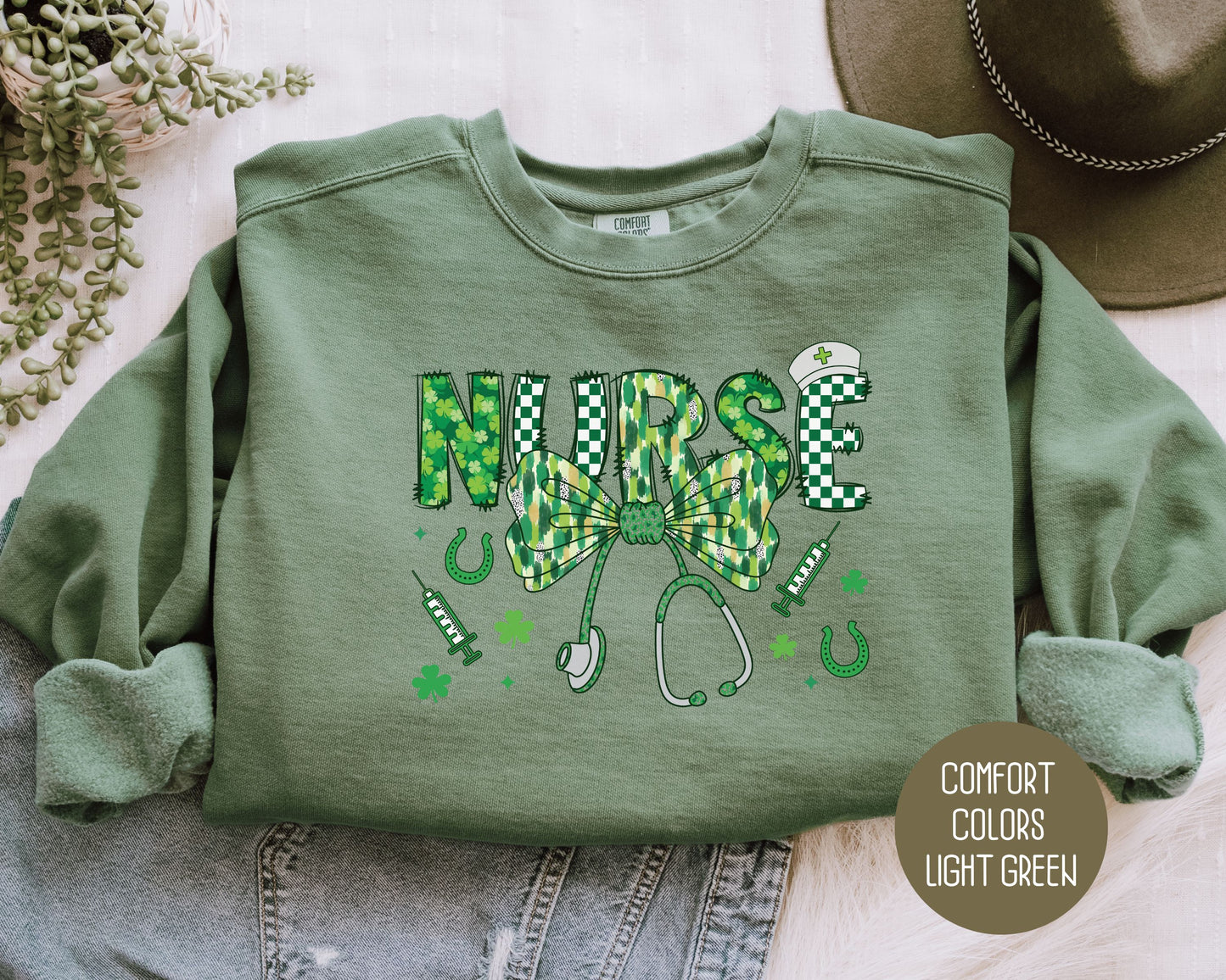 Nurse St. Patrick's Day Comfort Colors Sweatshirt Sweatshirt CreativeSpecialTs