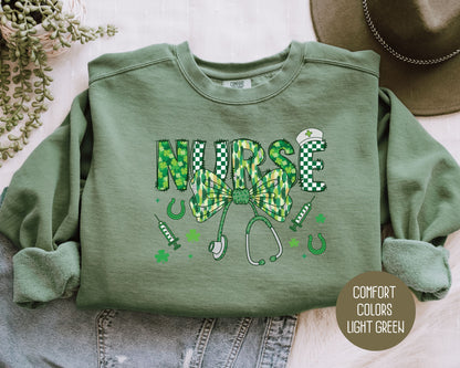 Nurse St. Patrick's Day Comfort Colors Sweatshirt Sweatshirt CreativeSpecialTs