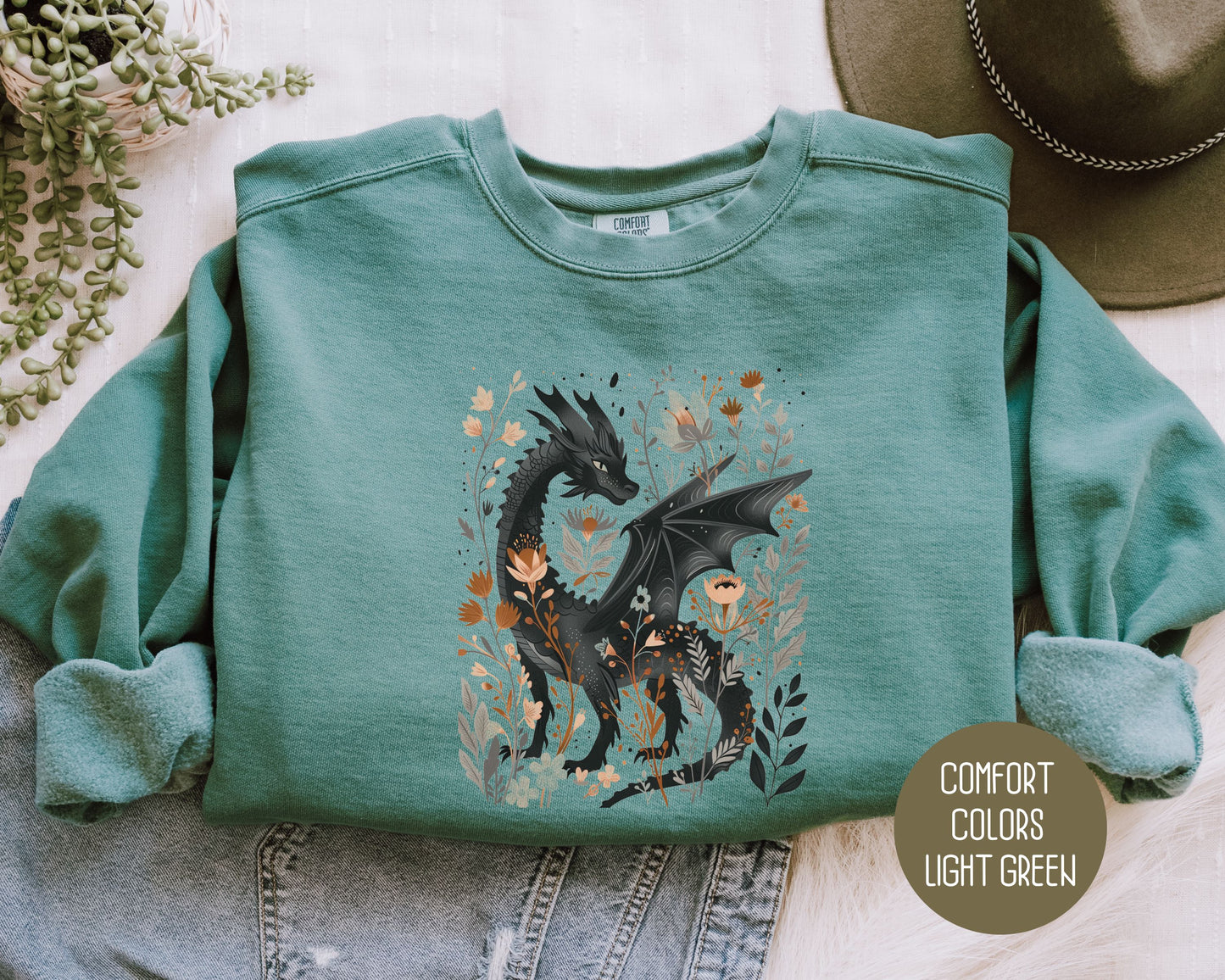 Retro Floral Dragon Comfort Colors Sweatshirt