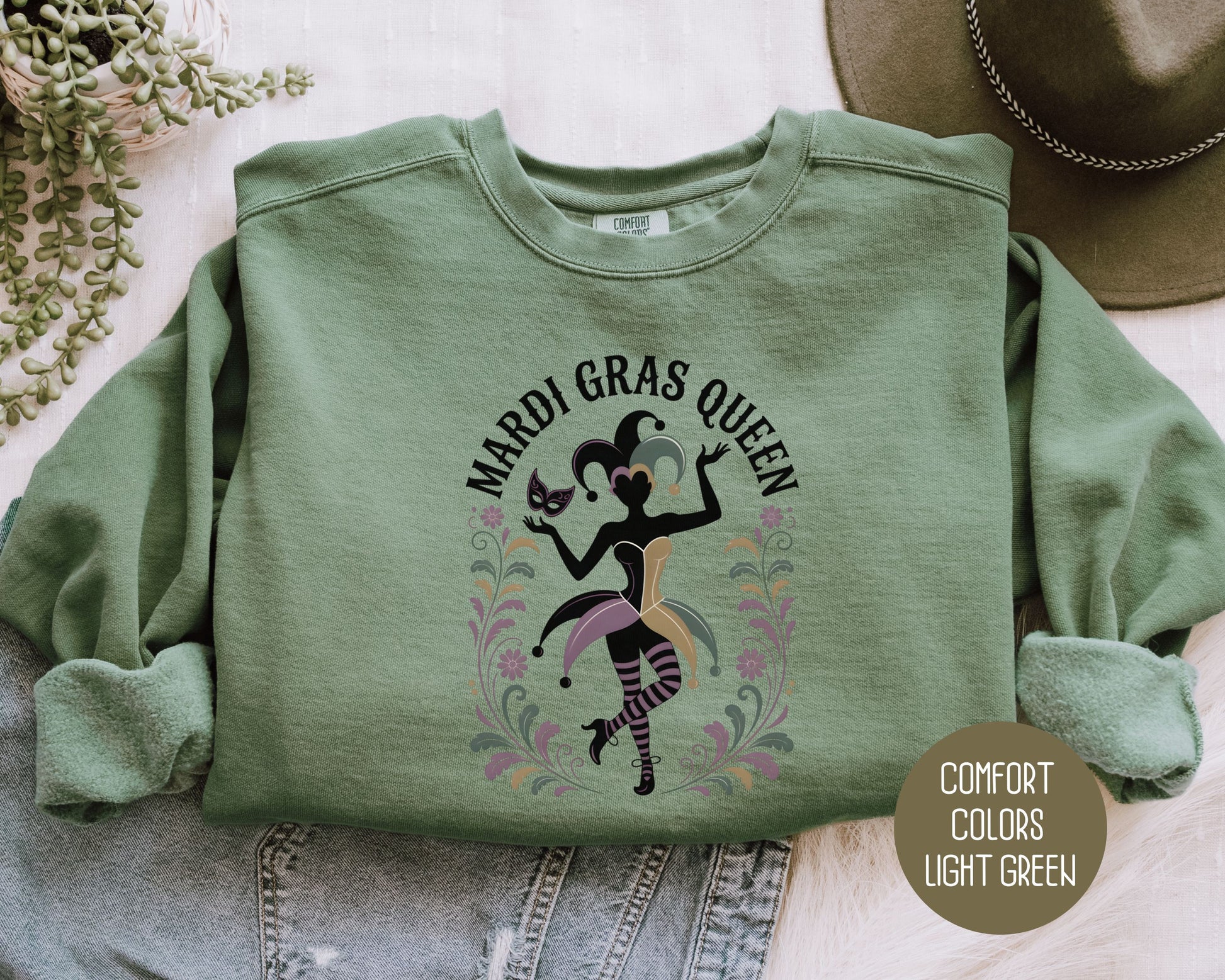 Mardi Gras Queen Comfort Colors Sweatshirt Sweatshirt CreativeSpecialTs