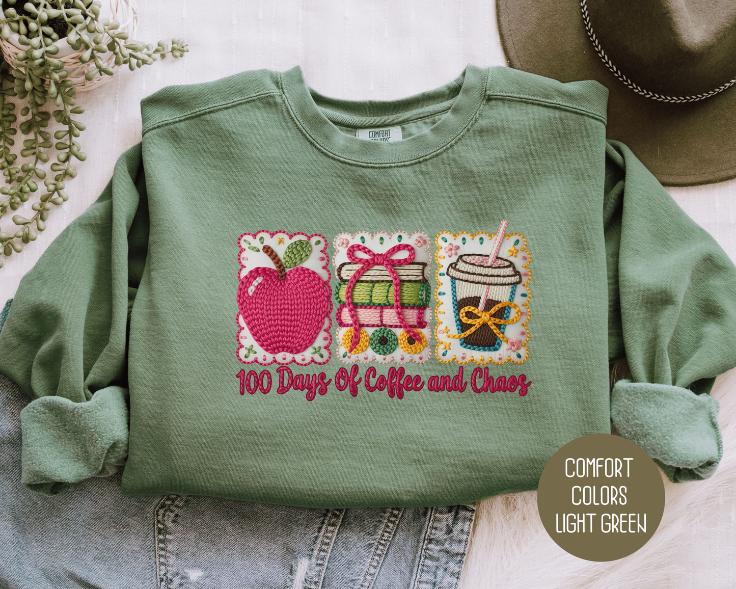 100 Days Of Coffee & Chaos Comfort Colors Sweatshirt