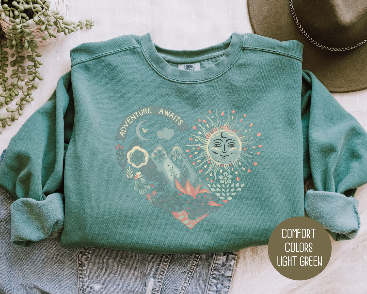 Adventure Awaits Heart Comfort Colors Sweatshirt