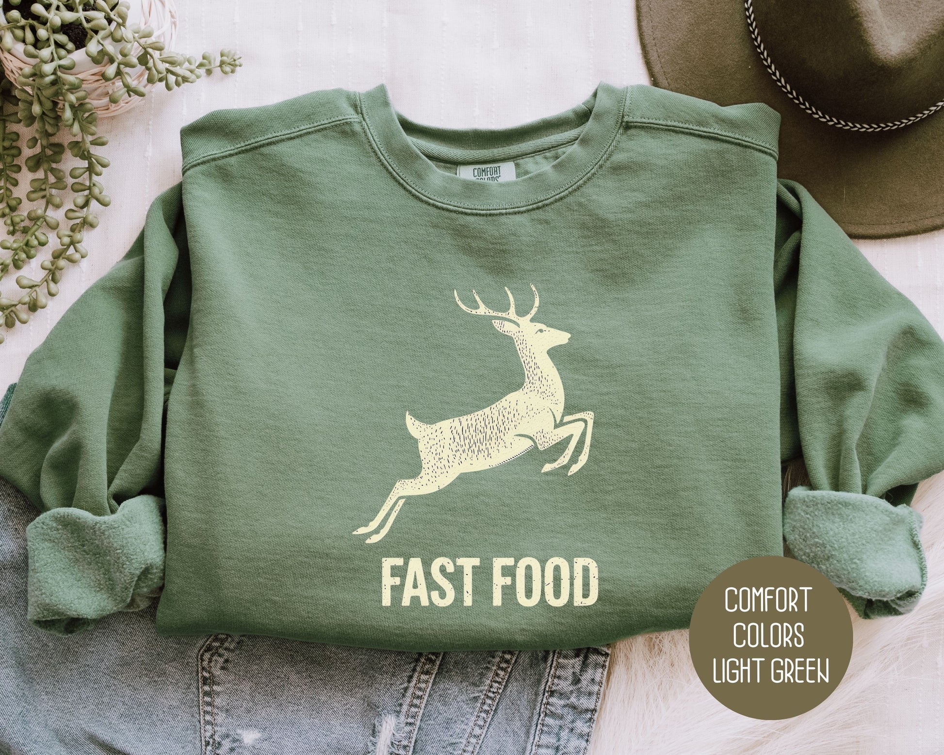 Fast Food Deer Hunting Comfort Colors Sweatshirt Sweatshirt  CreativeSpecialTs