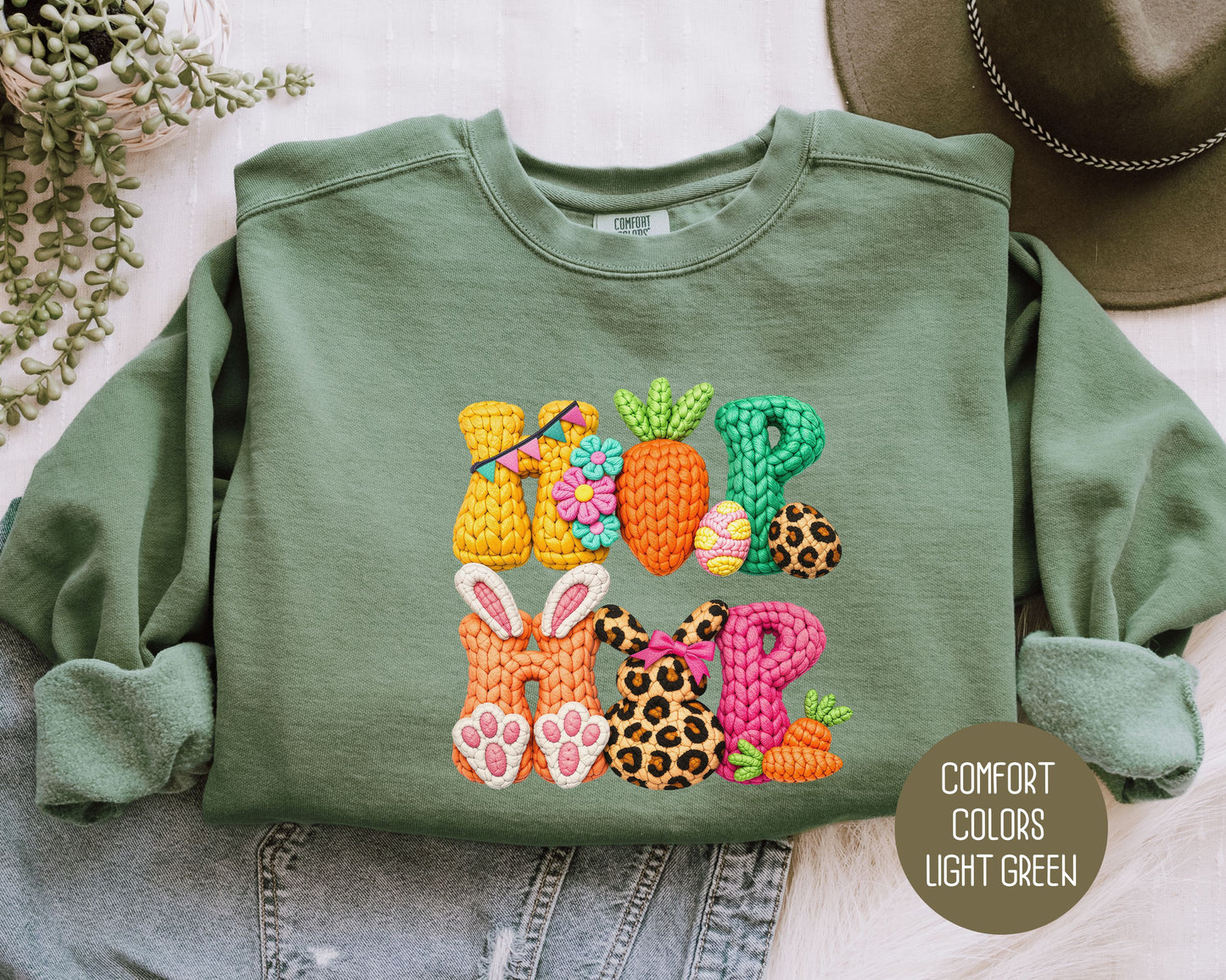 Hip Hop Faux Yarn Easter Comfort Colors Sweatshirt Sweatshirt  CreativeSpecialTs