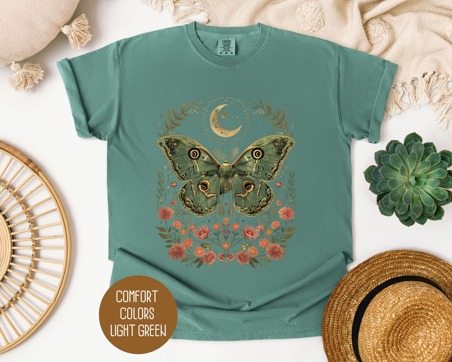 Bohemian Moon Phase Mystic Moth Shirt