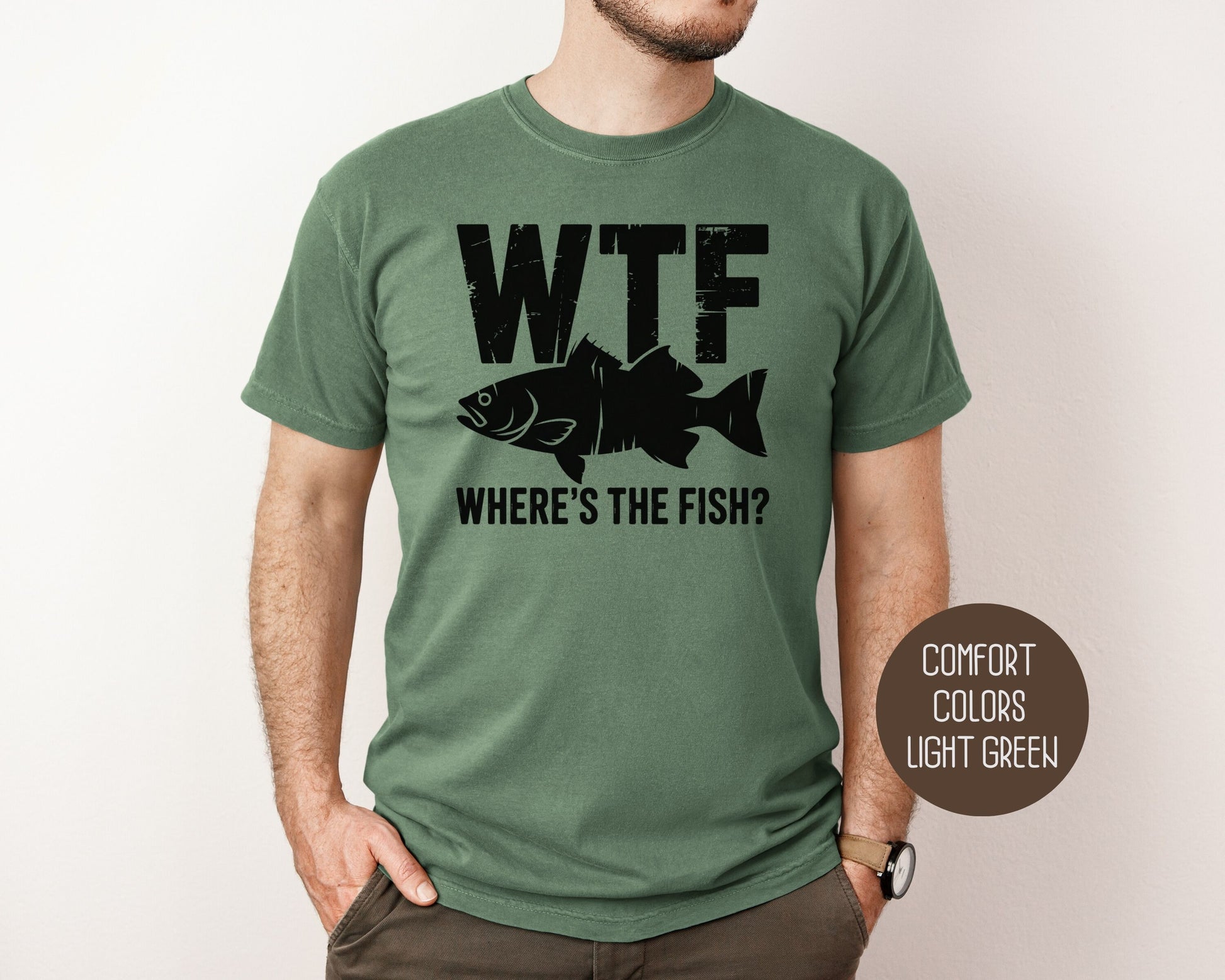 WTF Where's The Fish Comfort Colors Shirt T-Shirt  CreativeSpecialTs