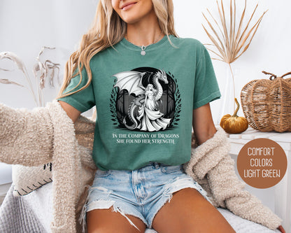 In the Company of Dragons She Found Her Strength Comfort Colors Shirt