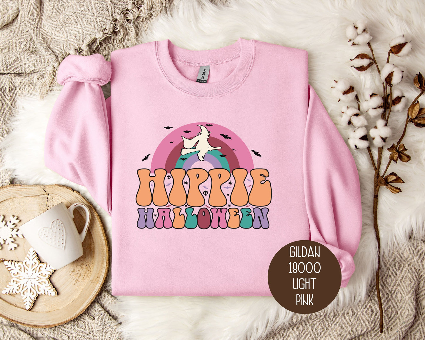 Hippie Halloween Retro Witch Rainbow Sweatshirt