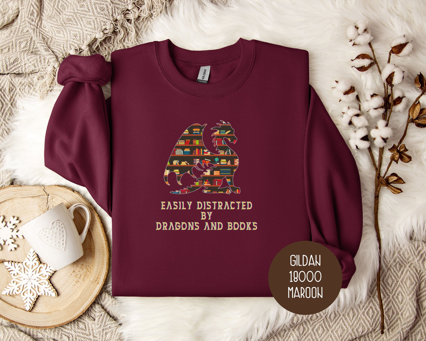 Easily Distracted by Dragons & Books Sweatshirt