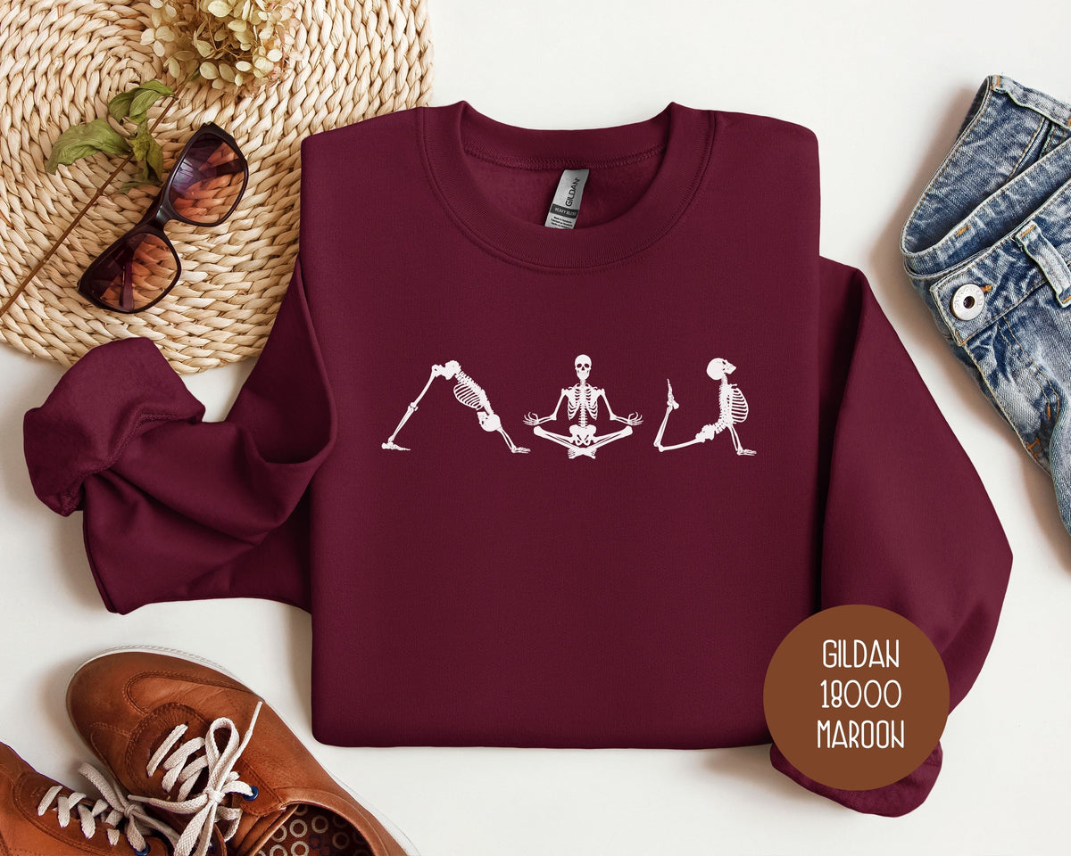 Skeleton Yoga Shirt, Meditation Yoga Lover Sweatshirt Sweatshirt  CreativeSpecialTs