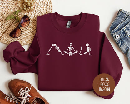 Skeleton Yoga Shirt, Meditation Yoga Lover Sweatshirt Sweatshirt  CreativeSpecialTs