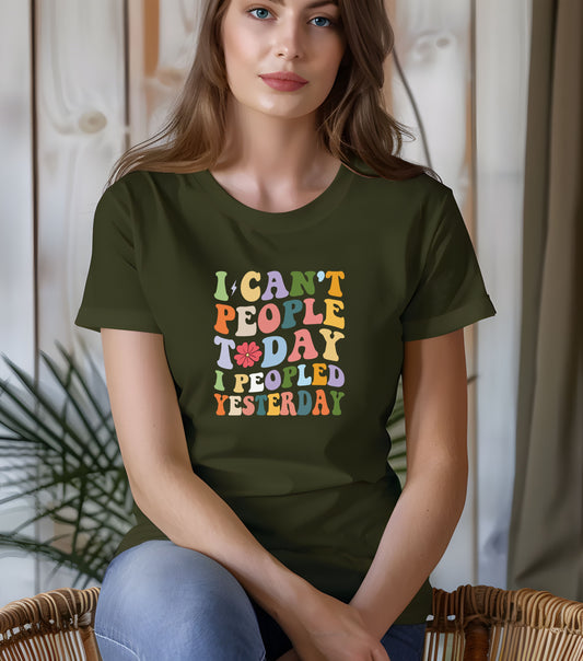 I Can't People Today I Peopled Yesterday Shirt, Social Anxiety Shirt, Mental Health Gifts for Mom, Antisocial Shirt Therapist Gift