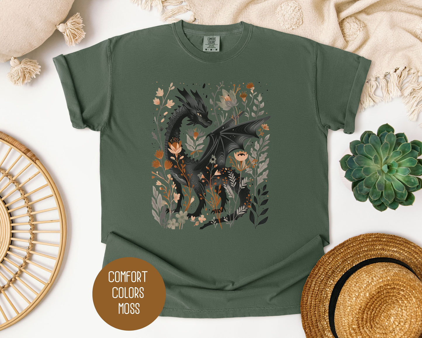 Retro Floral Dragon Comfort Colors Shirt