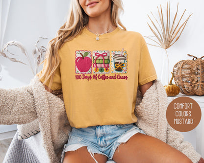 100 Days Of Coffee & Chaos Comfort Colors Shirt