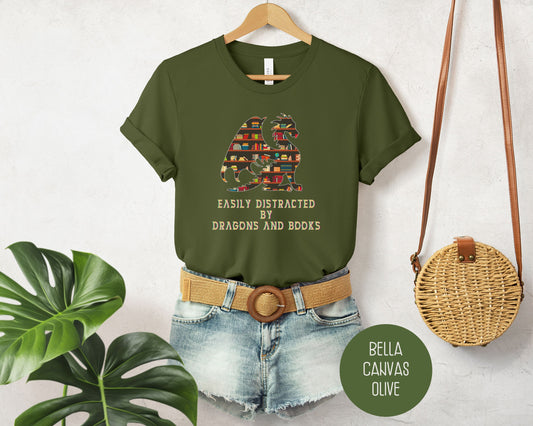 Easily Distracted by Dragons & Books Shirt