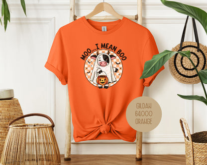 Moo I Mean Boo Retro Ghost Cow Halloween Shirt