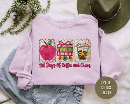 100 Days Of Coffee & Chaos Comfort Colors Sweatshirt