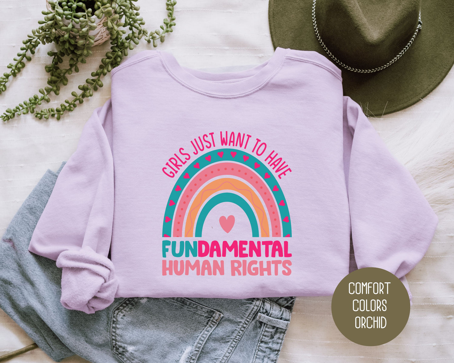 Girls Just Wanna Have Fundamental Human Rights Comfort Colors Sweatshirt