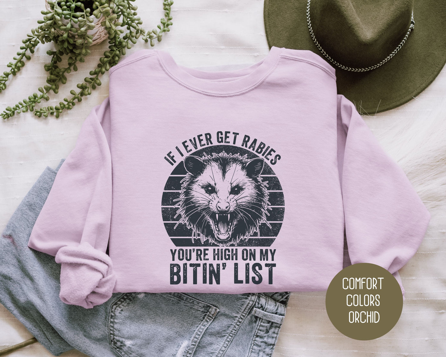 If I Ever Get Rabies You're High on My Bitin' List Comfort Colors Sweatshirt