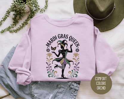 Mardi Gras Queen Comfort Colors Sweatshirt Sweatshirt CreativeSpecialTs