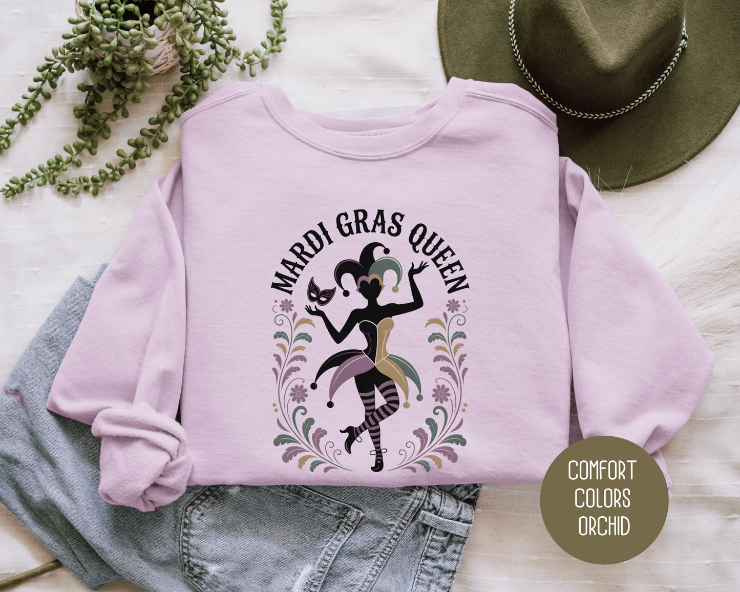 Mardi Gras Queen Comfort Colors Sweatshirt Sweatshirt CreativeSpecialTs