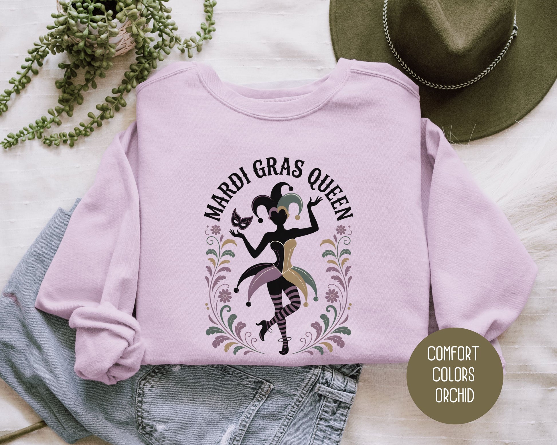 Mardi Gras Queen Comfort Colors Sweatshirt Sweatshirt CreativeSpecialTs