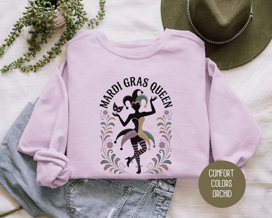 Mardi Gras Queen Comfort Colors Sweatshirt Sweatshirt CreativeSpecialTs