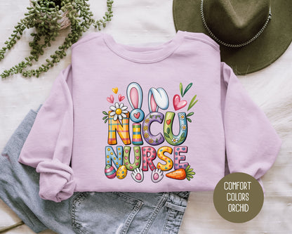 NICU Easter Nurse Comfort Colors Sweatshirt Sweatshirt  CreativeSpecialTs