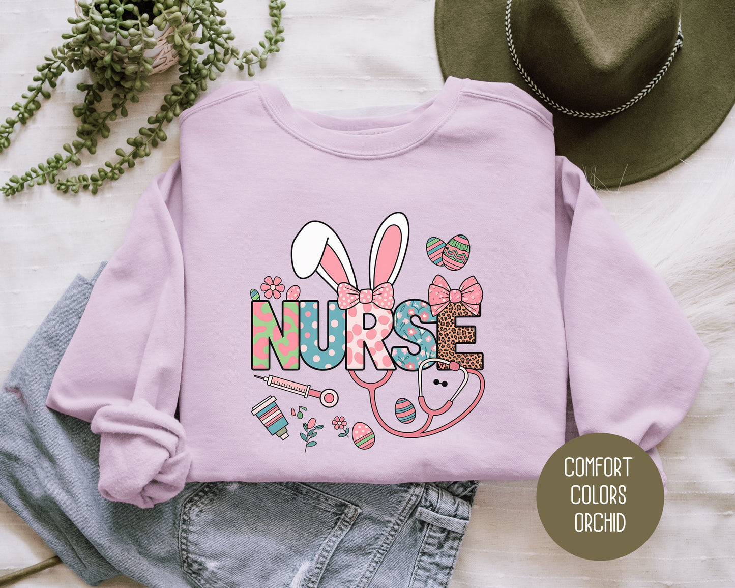 Easter Nurse Comfort Colors Sweatshirt - CreativeSpecialTs