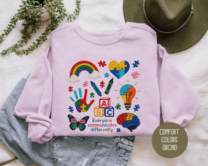 Autism Everyone Communicates Differently Comfort Colors Sweatshirt