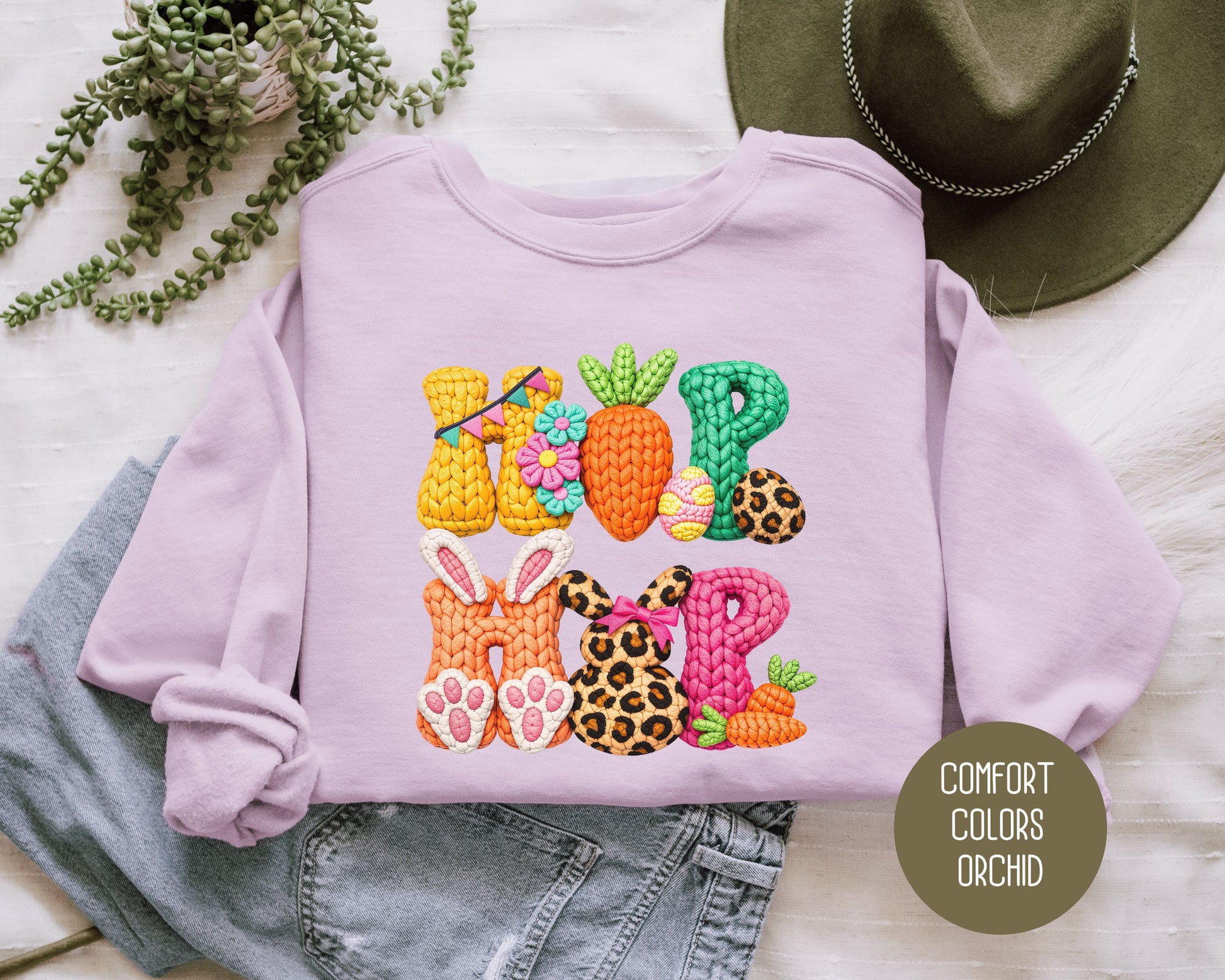 Hip Hop Faux Yarn Easter Comfort Colors Sweatshirt Sweatshirt  CreativeSpecialTs