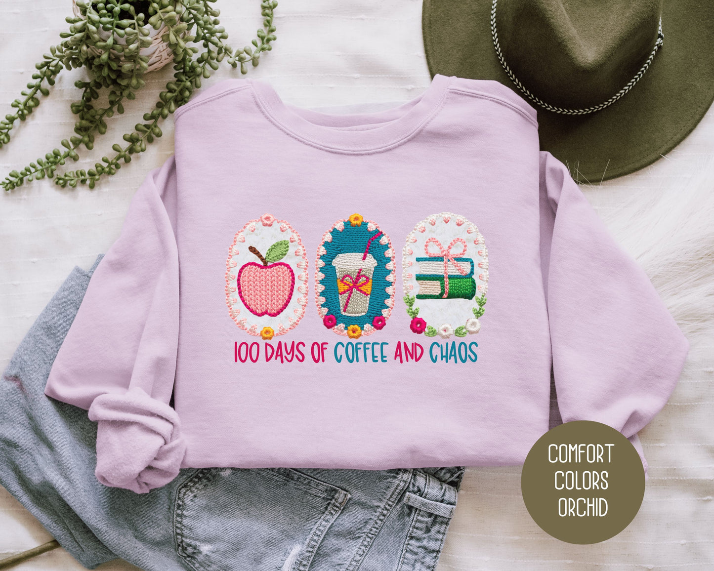 100 Days Of Coffee & Chaos Comfort Colors Sweatshirt