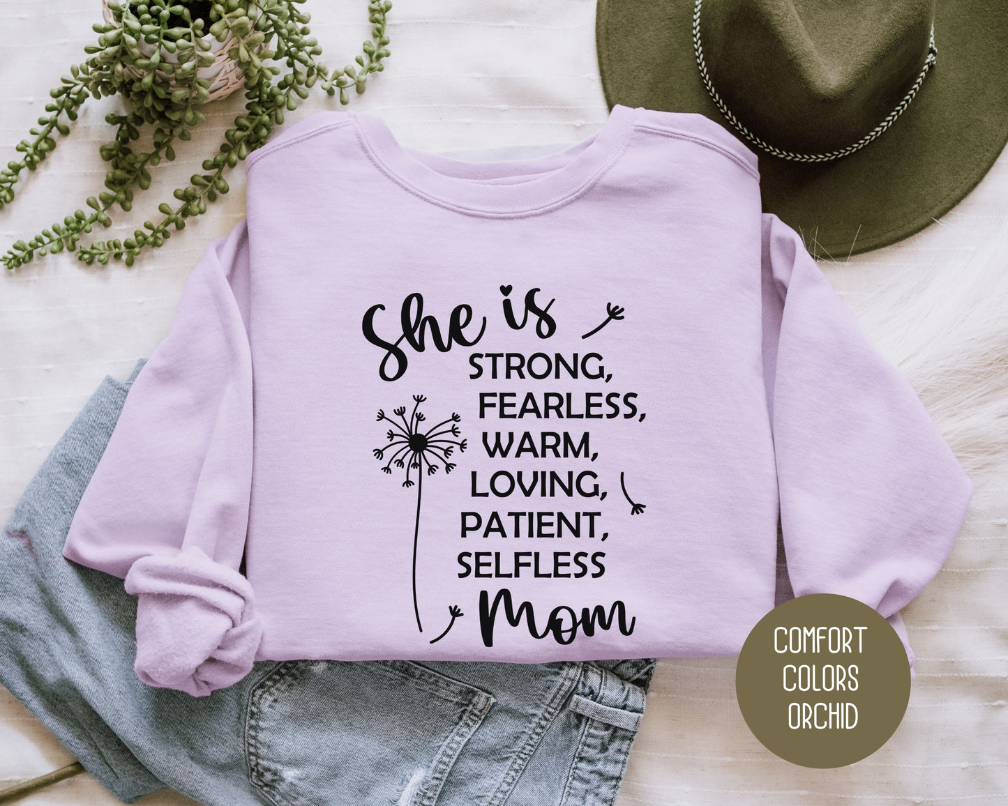 She Is a Strong Mom Comfort Colors Sweatshirt