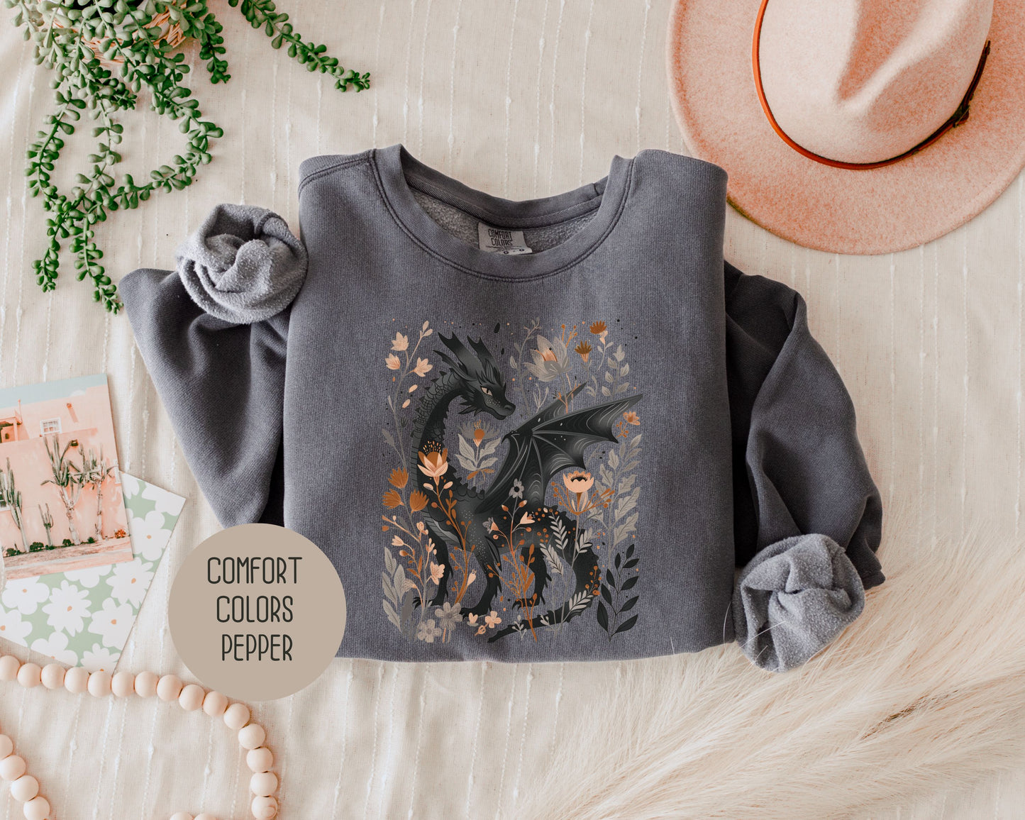 Retro Floral Dragon Comfort Colors Sweatshirt