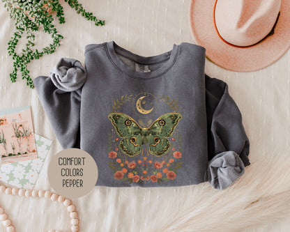 Bohemian Moon Phase Mystic Moth Sweatshirt