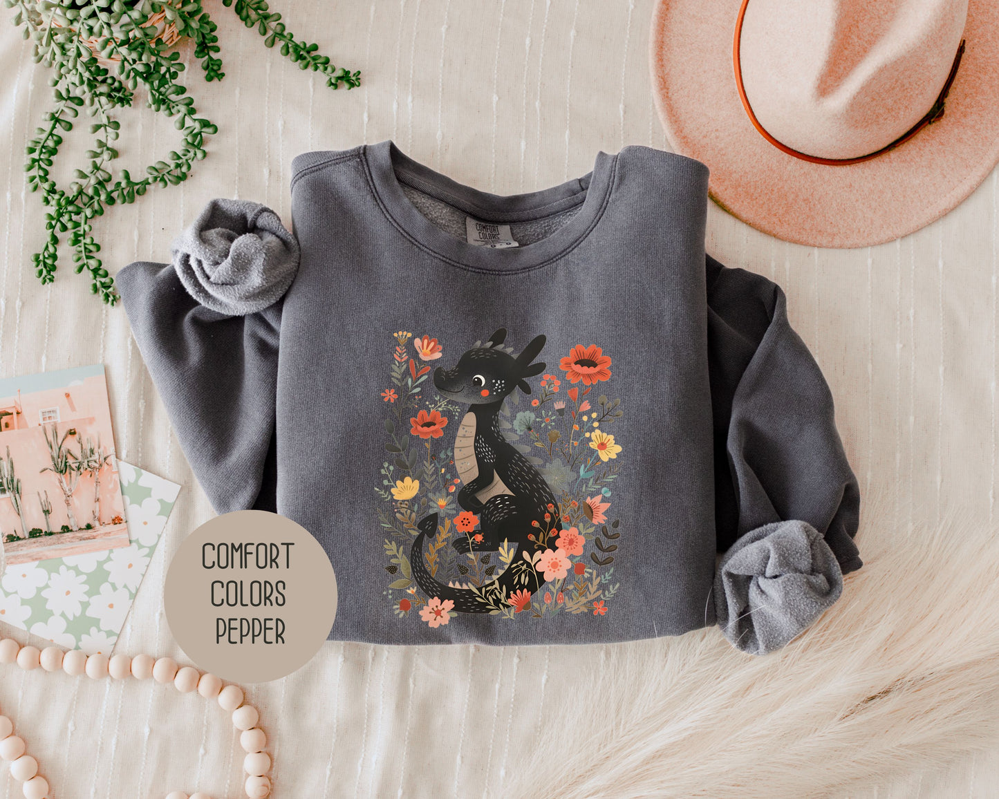 Floral Dragon Comfort Colors Sweatshirt