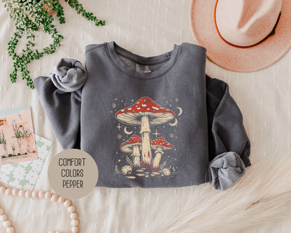 Retro Red Mushrooms Comfort Colors Sweatshirt