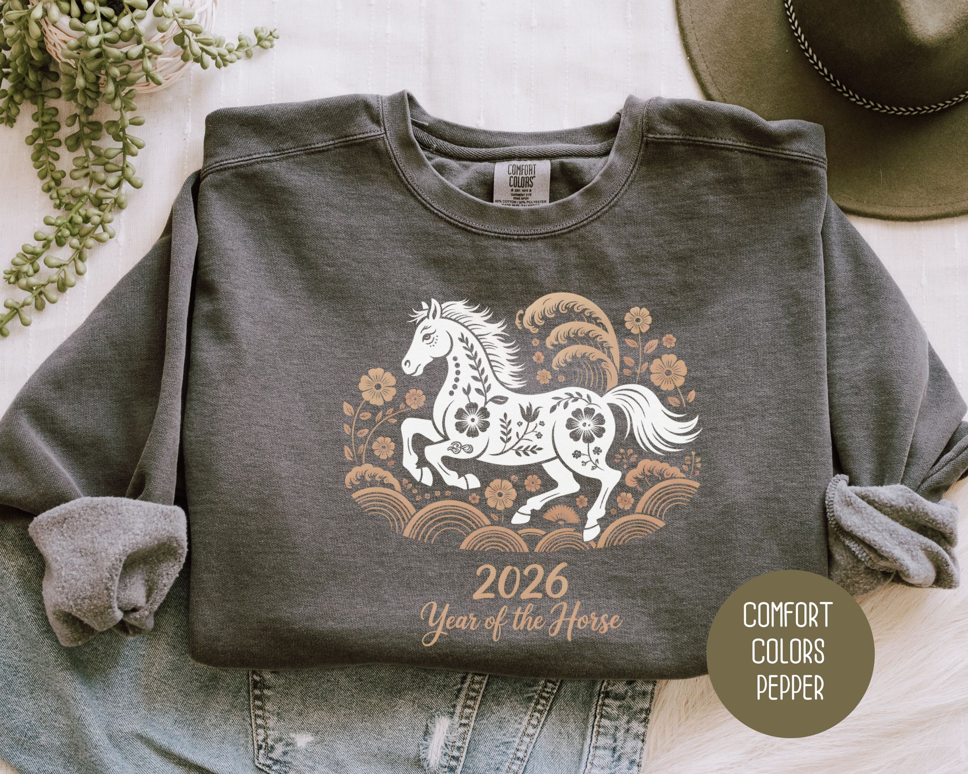 Year of the Horse 2026 Chinese New Year Comfort Colors Sweatshirt Sweatshirt  CreativeSpecialTs