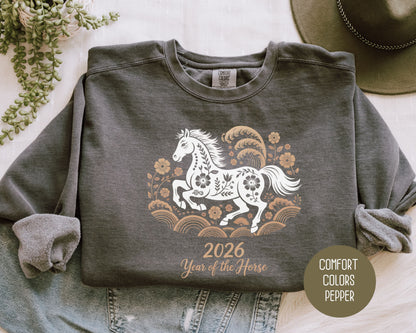 Year of the Horse 2026 Chinese New Year Comfort Colors Sweatshirt Sweatshirt  CreativeSpecialTs