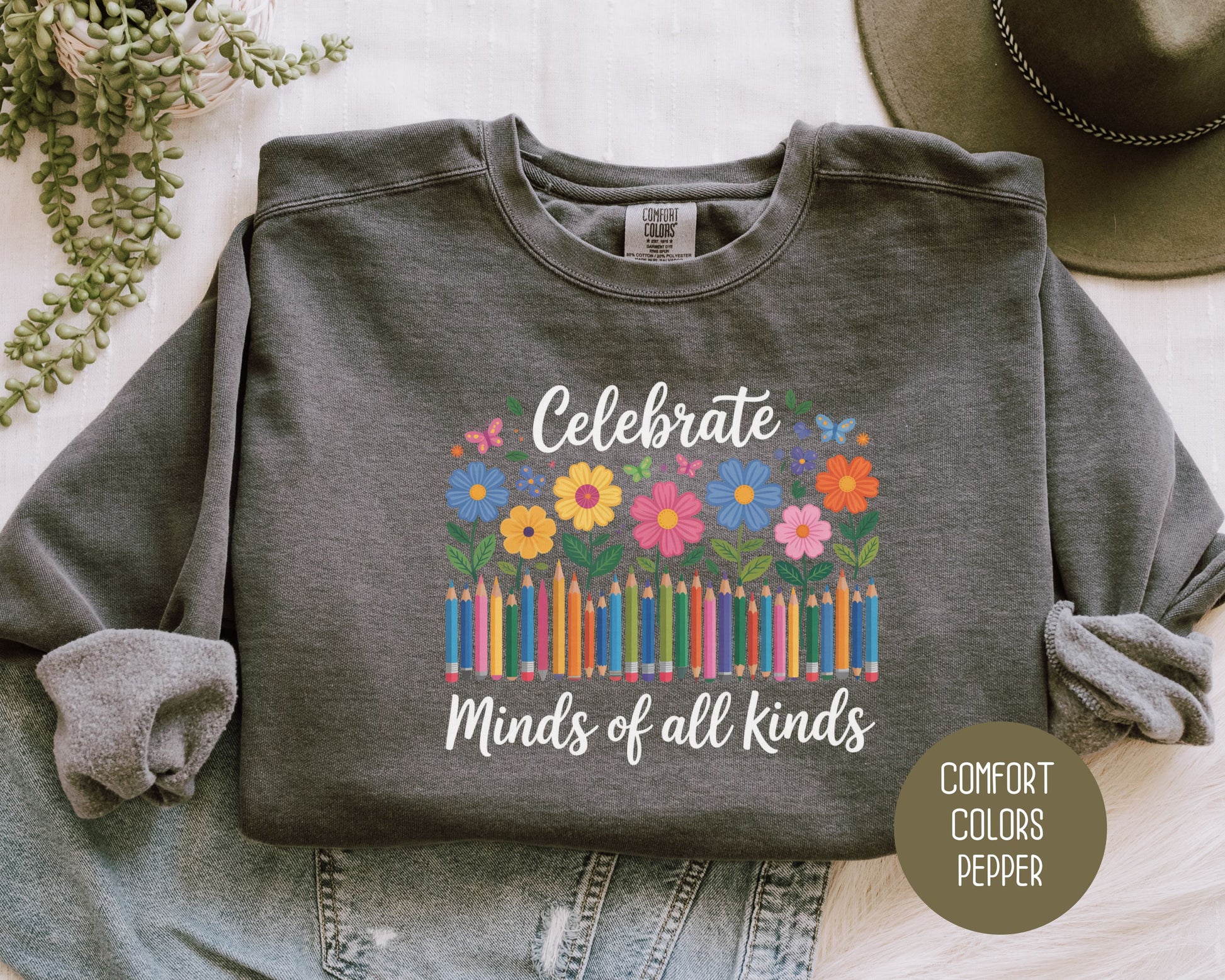 Celebrate Minds of All Kinds Autism Awareness Comfort Colors Sweatshirt Sweatshirt  CreativeSpecialTs