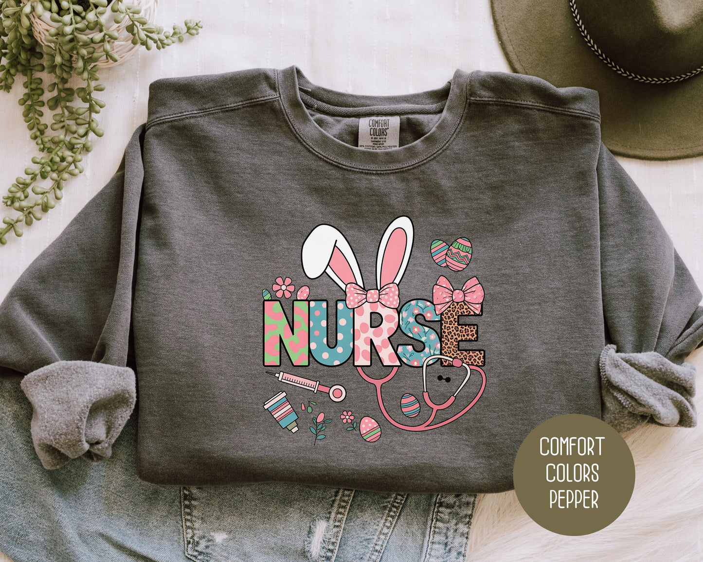 Easter Nurse Comfort Colors Sweatshirt - CreativeSpecialTs