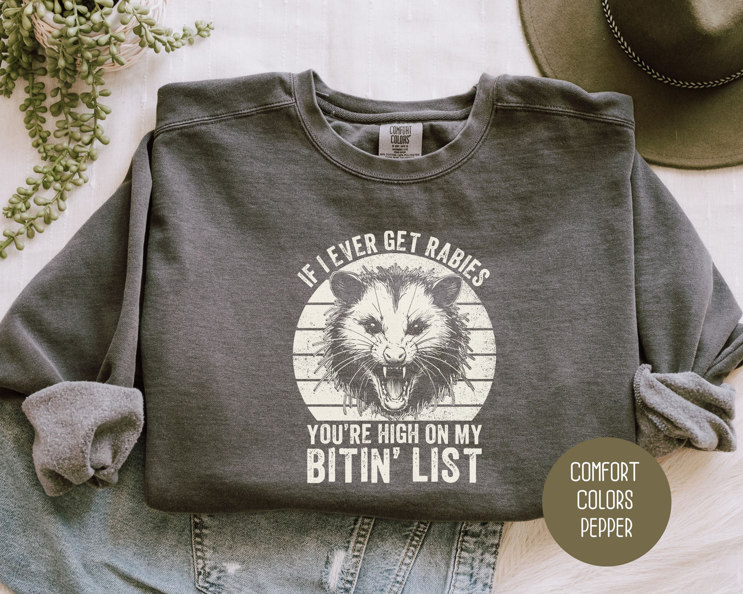 If I Ever Get Rabies You're High on My Bitin' List Comfort Colors Sweatshirt