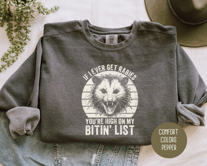If I Ever Get Rabies You're High on My Bitin' List Comfort Colors Sweatshirt