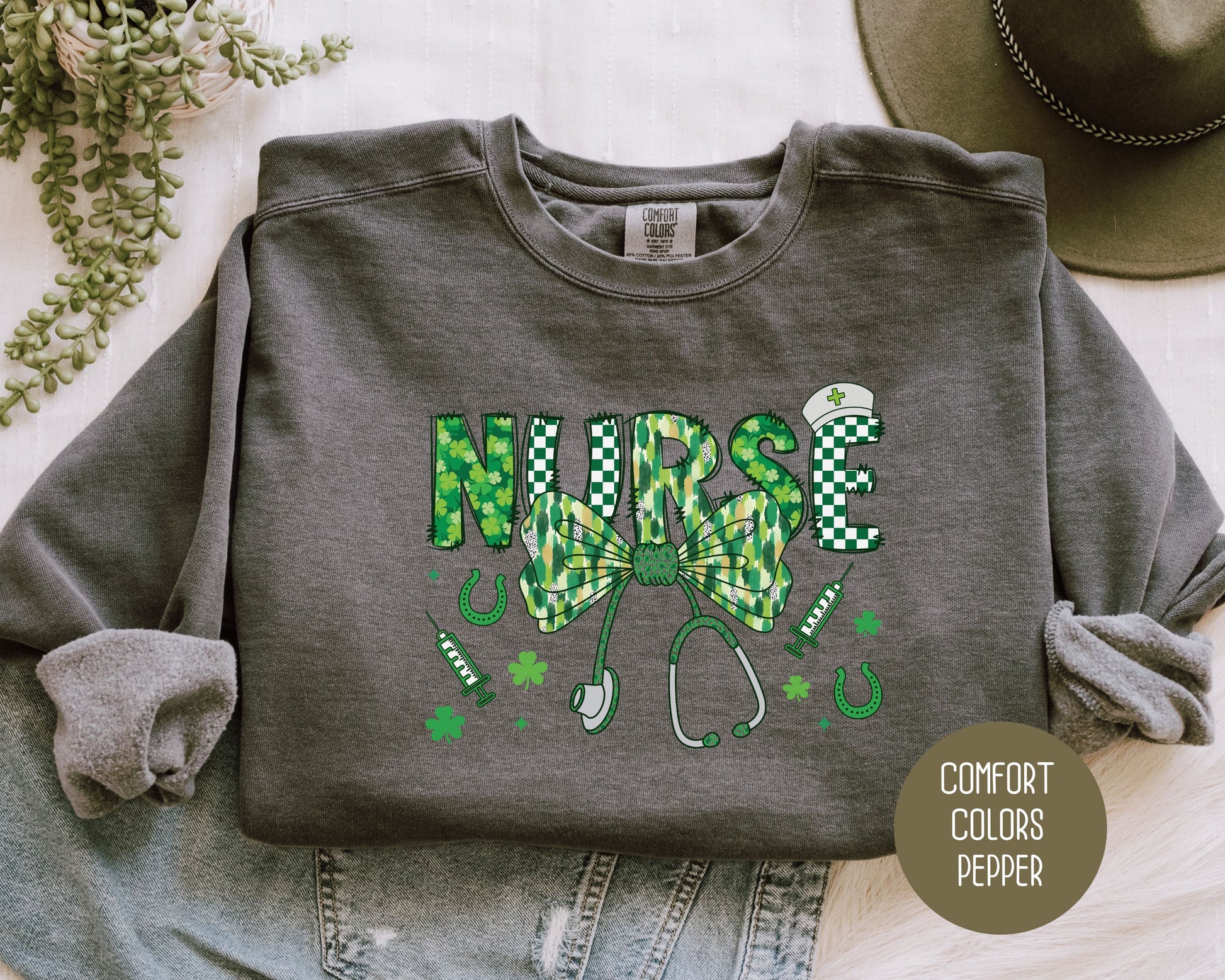Nurse St. Patrick's Day Comfort Colors Sweatshirt Sweatshirt CreativeSpecialTs