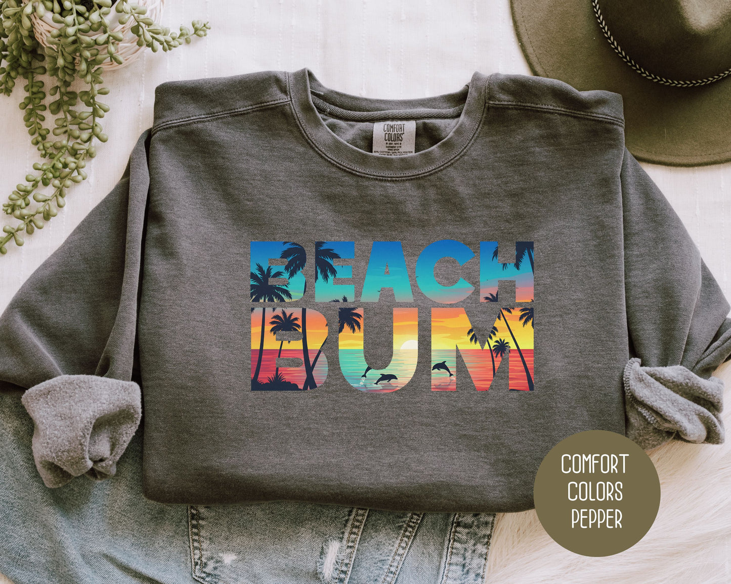 Beach Bum Comfort Colors Sweatshirt Sweatshirt  CreativeSpecialTs